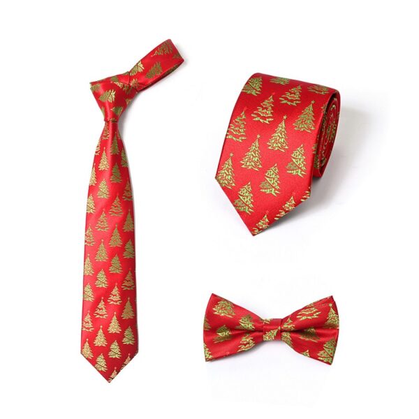 Men's Christmas Polyester Tie and Bow Tie Set with Custom Logo - Image 3