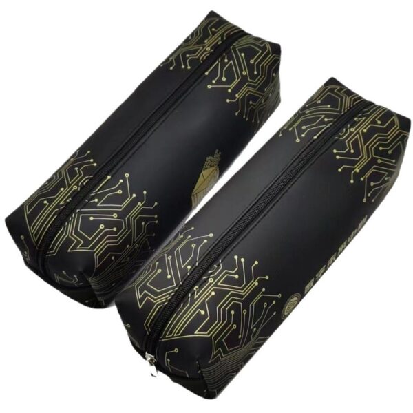 Black PU Logo Print Pen Pouch