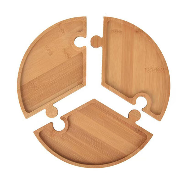 3 in 1 Puzzle Circle Bamboo Tray Set - Image 2