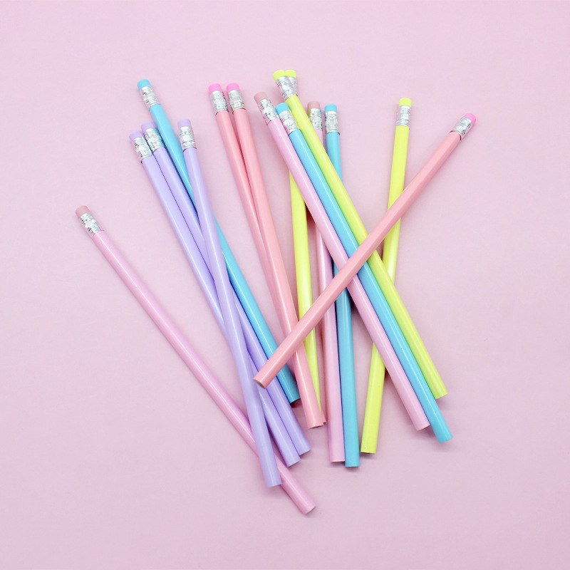 Triangle Rod Gloss Basswood Pencil with Rubber Tip