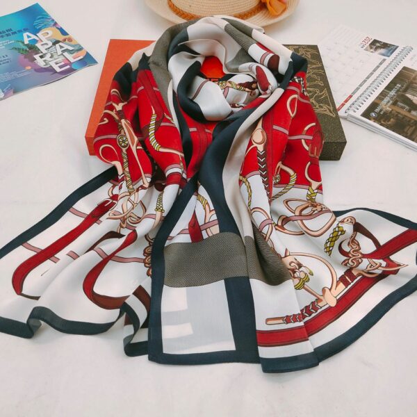 Custom Long Fashion Silk Scarf - Image 7