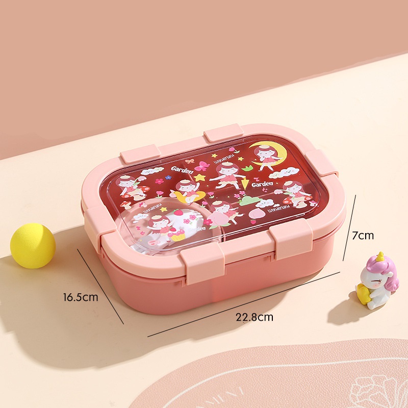 Cartoon Four Compartments Plastic Lunch Box
