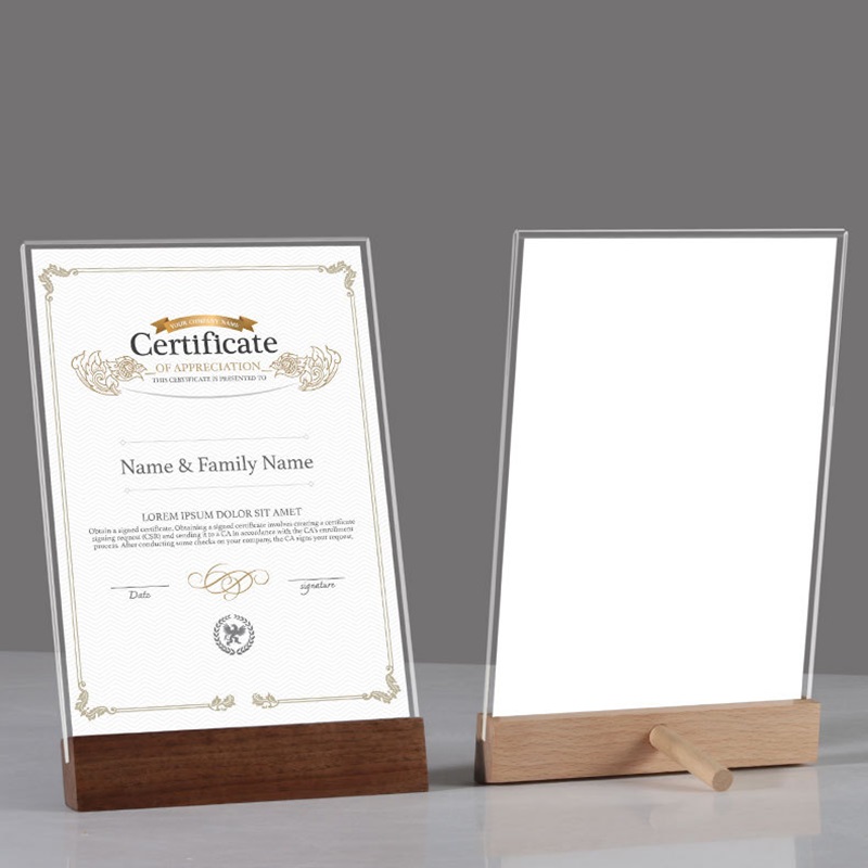 Solid Wood & Acrylic Photo Frame Stand