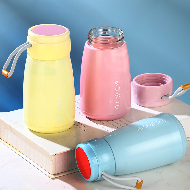 Solid Color Glass Bottle with Carrying Strap 12OZ