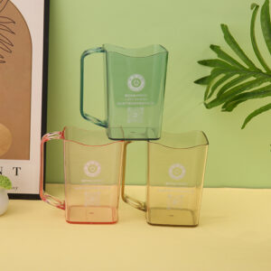 Transparent Square Plastic Mouthwash Mug 10OZ