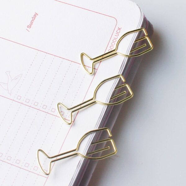 Gold Tall Wine Glass Paper Clip