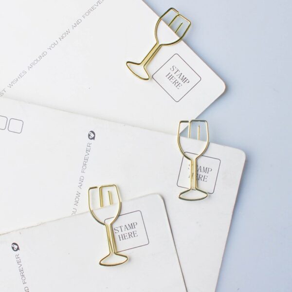 Gold Tall Wine Glass Paper Clip