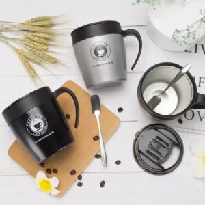 Household 304 Stainless Steel Mug with Lid 11OZ