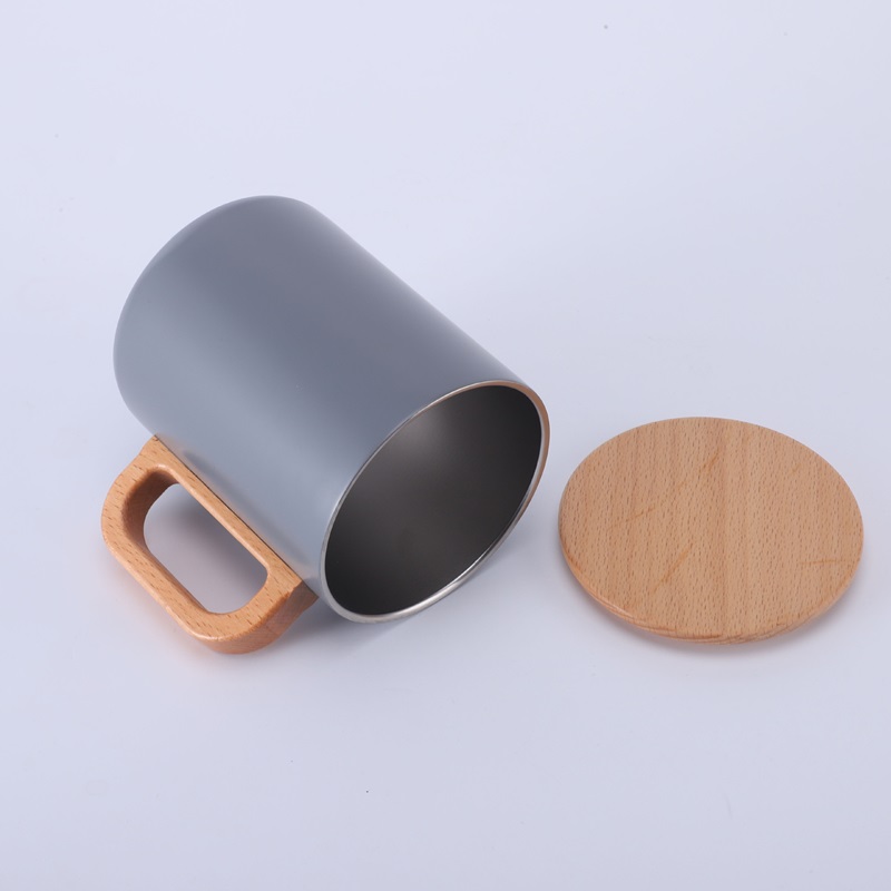 Home Coffee Mug with Wooden Lid 12OZ