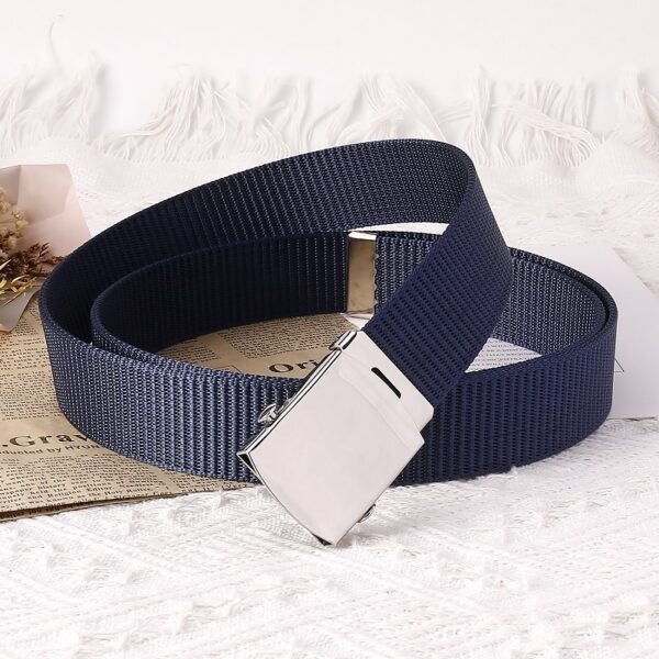 Nylon Men's Belt with Mental Buckle - Image 2