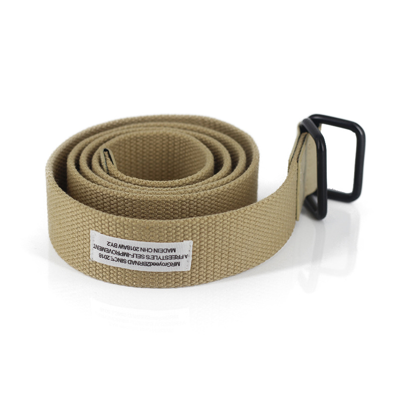Unisex Double Loop Solid Color Canvas Belt