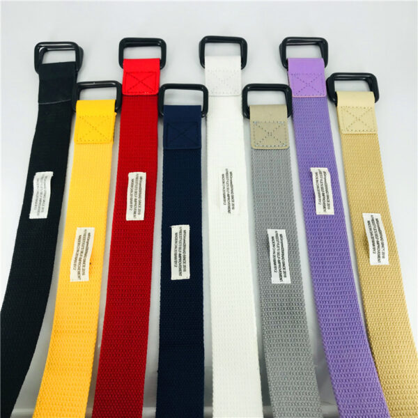 Unisex Double Loop Solid Color Canvas Belt