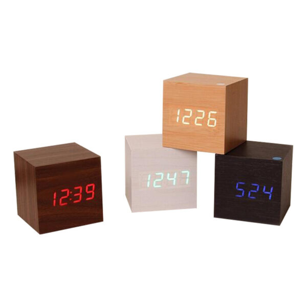 Blue LED Cube Alarm Clock With USB