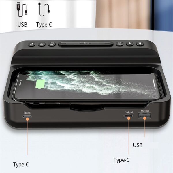 Desktop Digital Alarm Clock with Wireless Charger - Image 3