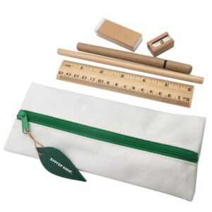 Solid Color Cotton Linen Zipper Stationery Set