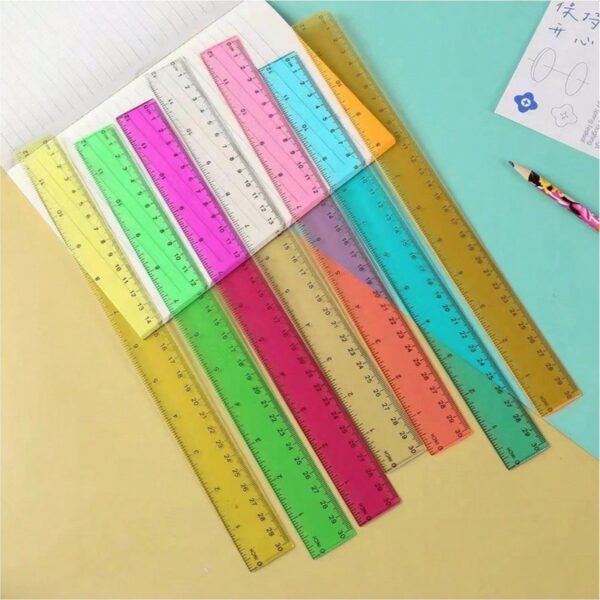 Colorful Transparent Plastic Ruler 12 inches