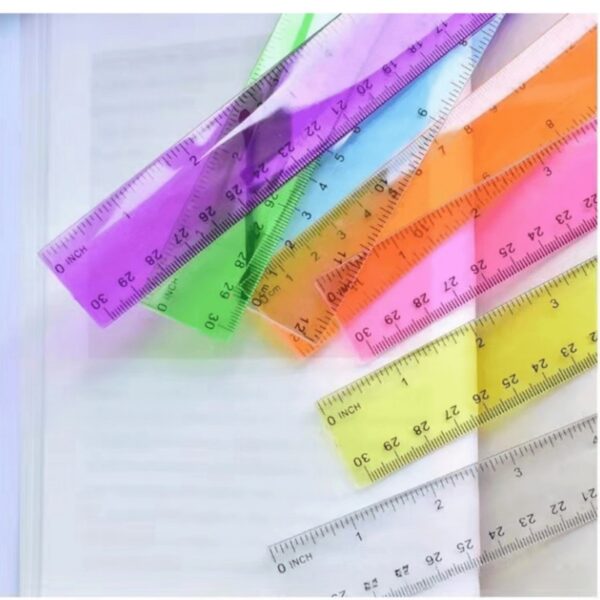 Colorful Transparent Plastic Ruler 12 inches - Image 2