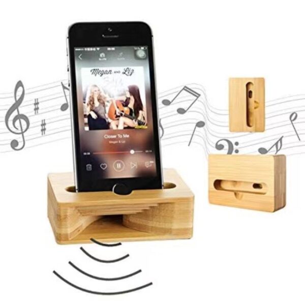 Bamboo Wooden Phone Amplifier Stand - Image 2