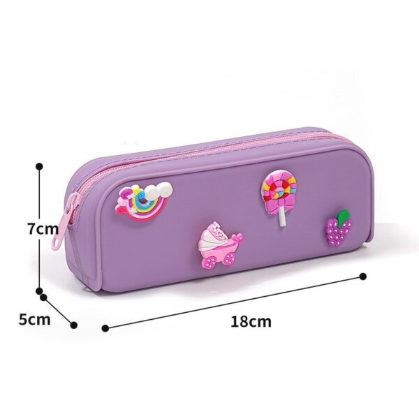Colorful Silicone Hole Pencil Case With Custom Charms - Image 4