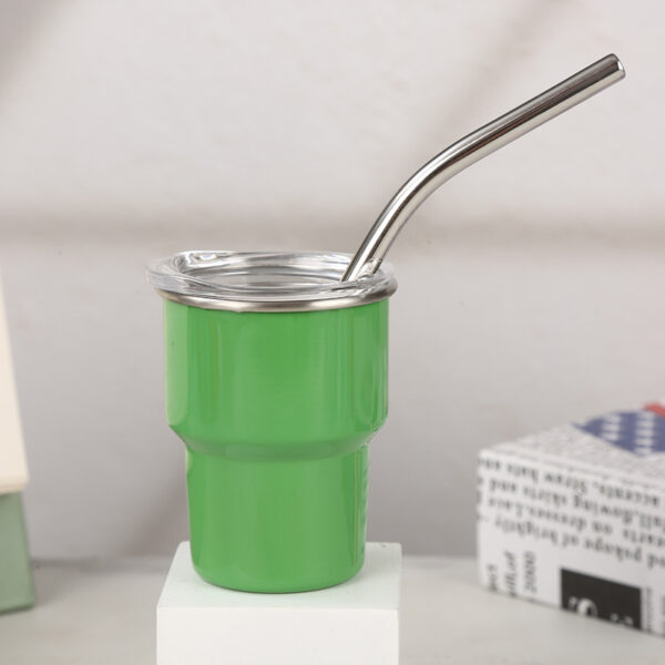 Stainless Steel Insulated Mug Single Layer Mini  2oz Capacity Cup with Straw