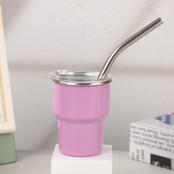 Stainless Steel Insulated Mug Single Layer Mini  2oz Capacity Cup with Straw