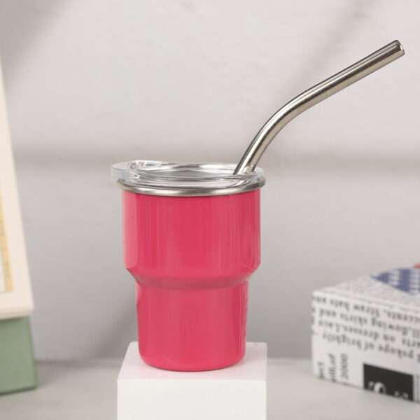 Stainless Steel Insulated Mug Single Layer Mini  2oz Capacity Cup with Straw
