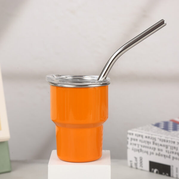Stainless Steel Insulated Mug Single Layer Mini  2oz Capacity Cup with Straw