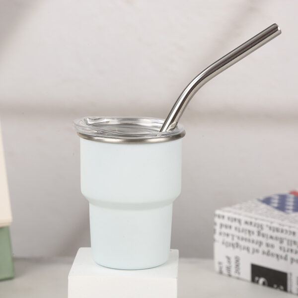 Stainless Steel Insulated Mug Single Layer Mini  2oz Capacity Cup with Straw