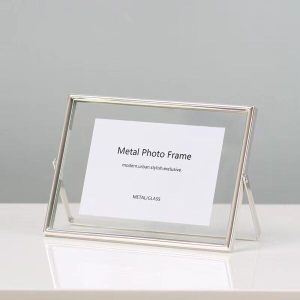 Light Luxury Rotating Metal Glass Photo Frame Stand