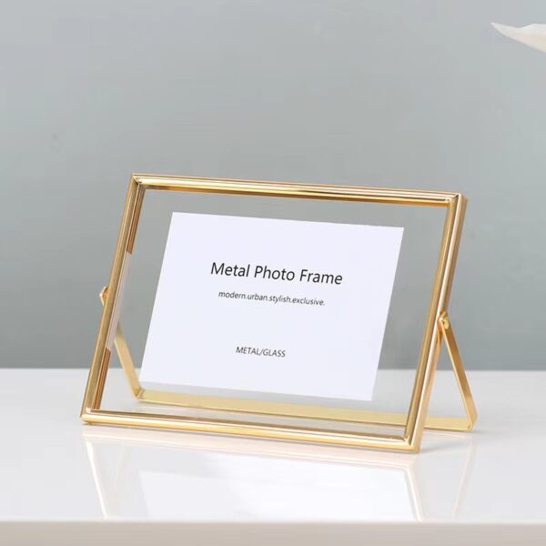 Light Luxury Rotating Metal Glass Photo Frame Stand