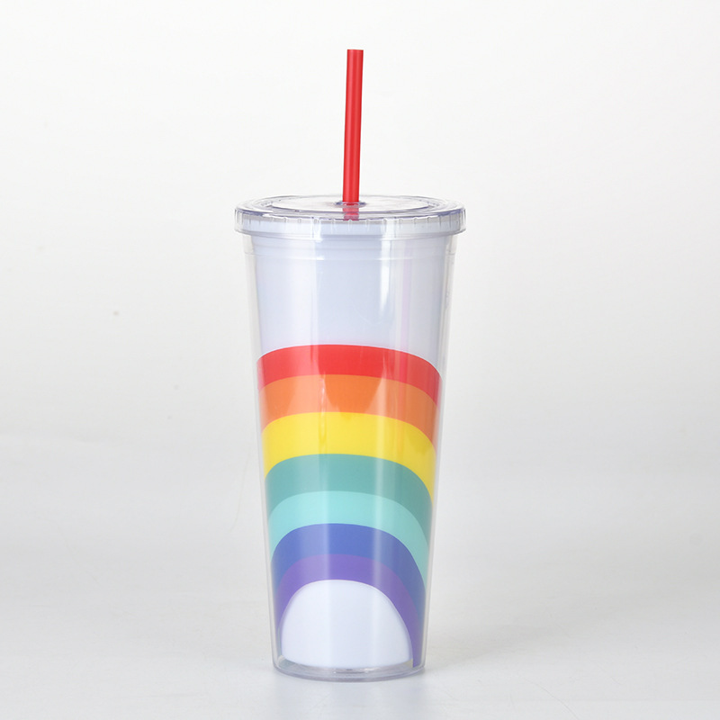 Summer Rainbow AS Double Plastic Bottle 24oz