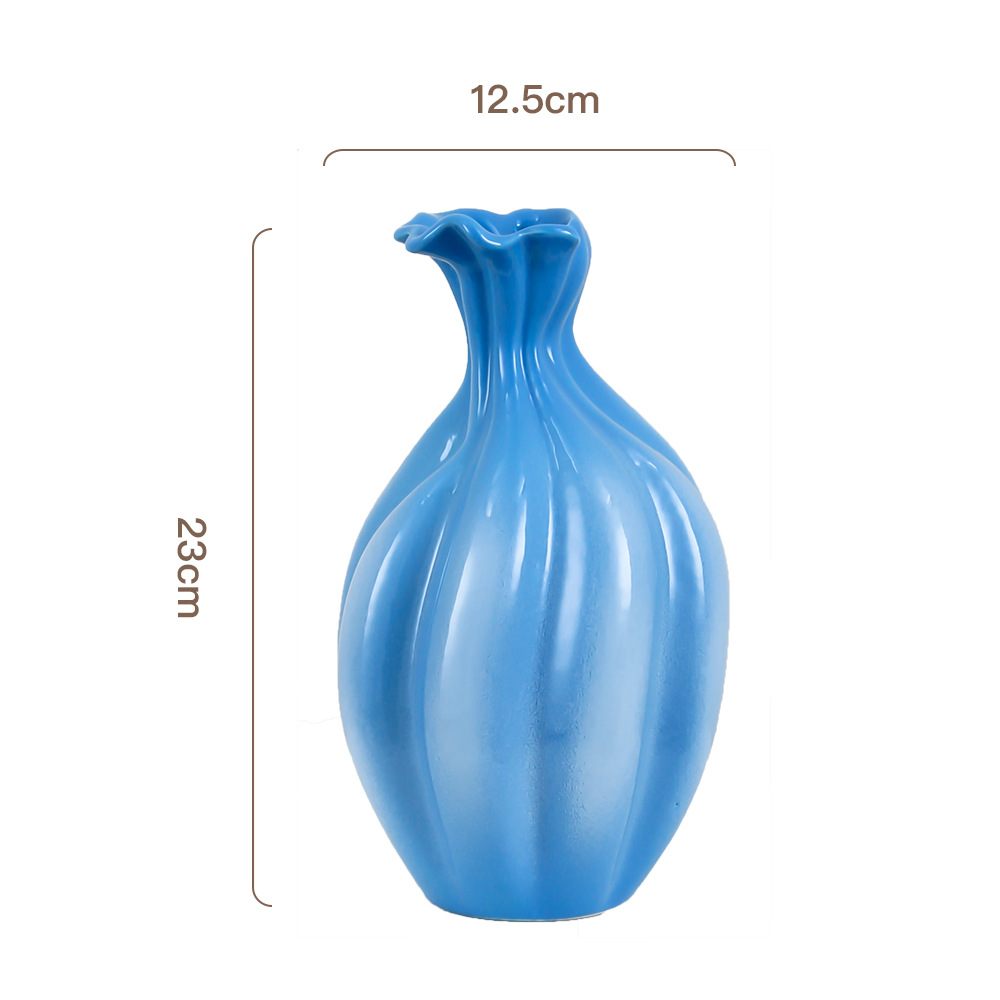 Customized Retro Blue Ceramic Vase
