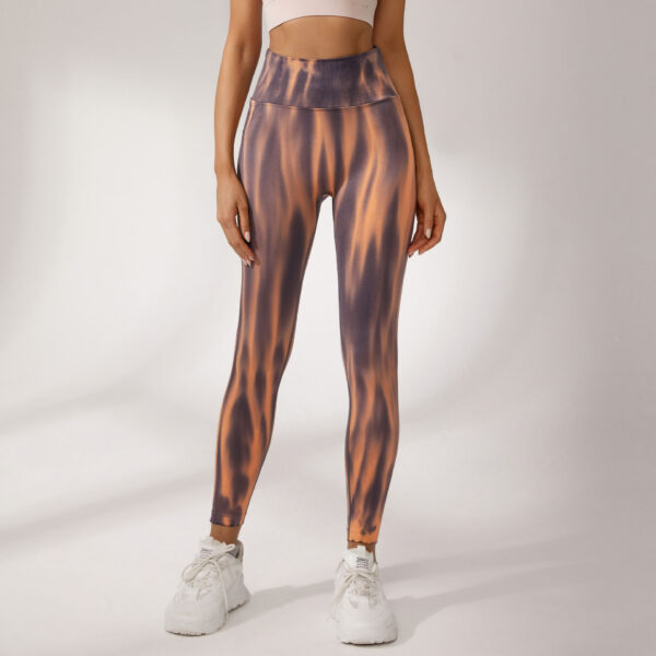 Tie-Dye Printed High Waist Peach Butt Yoga Pants - Image 3