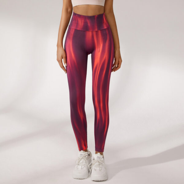 Tie-Dye Printed High Waist Peach Butt Yoga Pants - Image 4