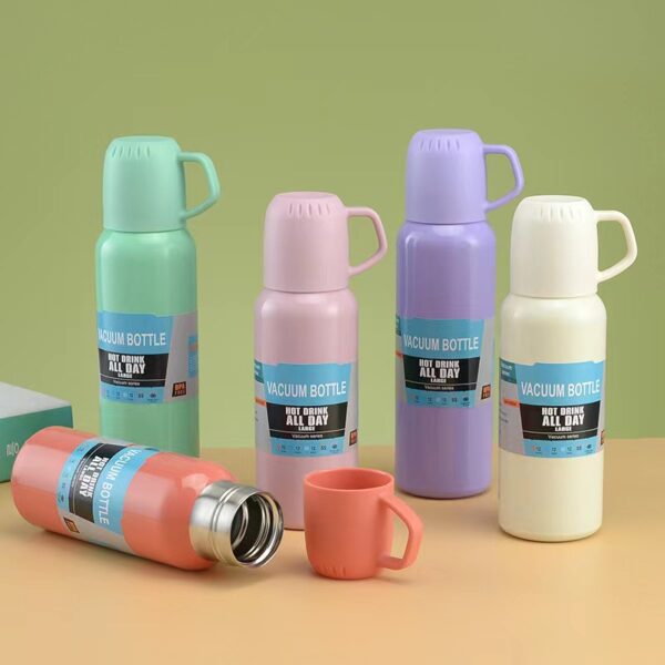 18oz Portable Insulated Water Bottle with Cup Lid